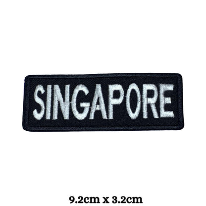Singapore Flag Embroidered Patch Set, Iron-On or Sew-On Applique Badges, Rectangle Shield Round Heart Shapes, for Jackets, Backpacks, Hats, Uniforms and Various Sizes