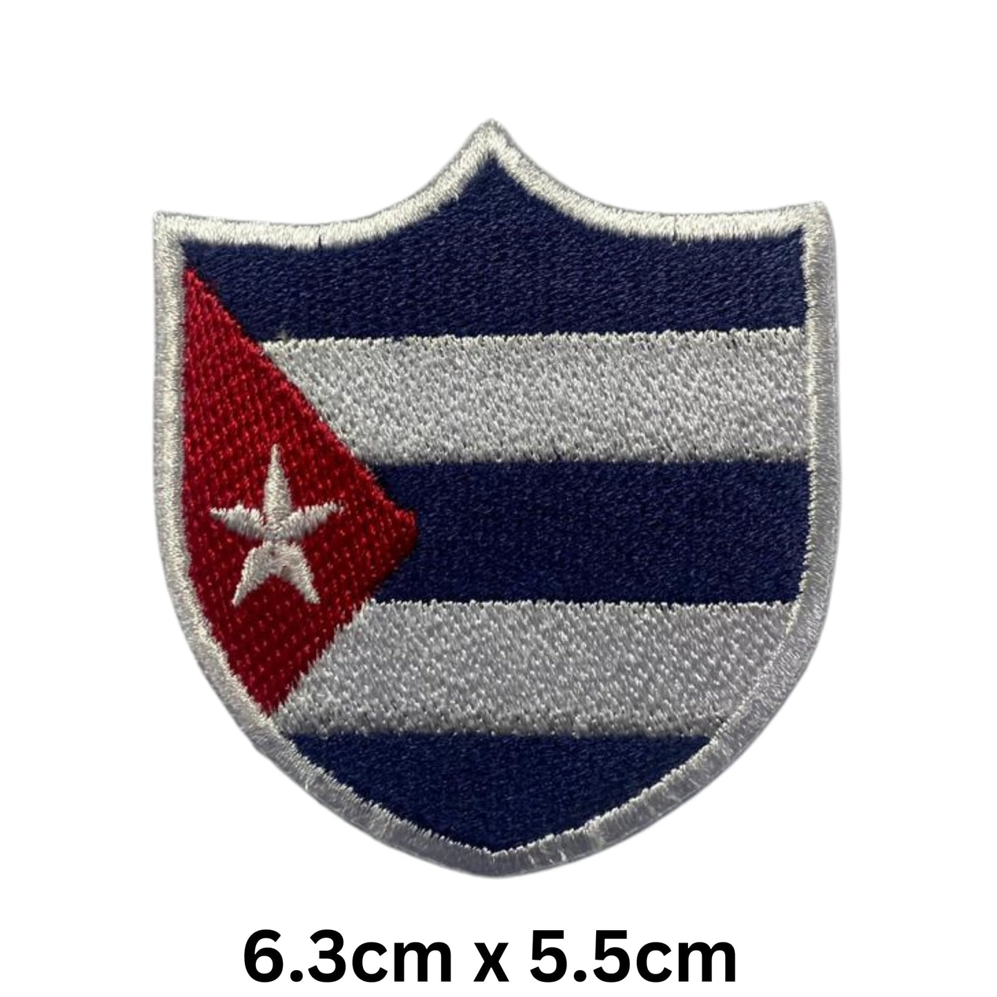 Cuba Flag Embroidered Patch Set, Iron-On or Sew-On Applique Badges, Rectangle Shield Round Heart Shapes, for Jackets, Backpacks, Hats, Uniforms and Various Sizes