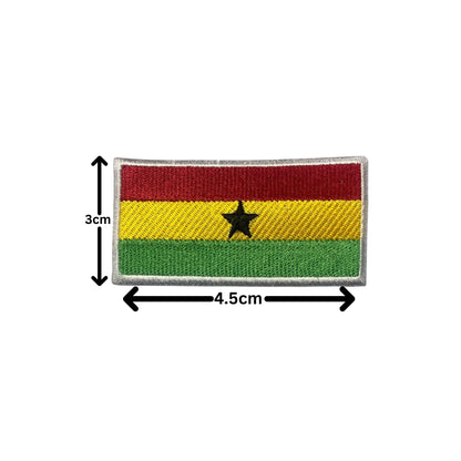 Ghana Flag Embroidered Patches, Iron-On/Sew-On Applique, Shield, Round, Heart and Rectangle Flag Badges for Jackets, Bags, Uniforms, Various Sizes