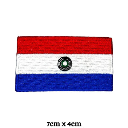 Paraguay Flag Embroidered Patches, Iron-On/Sew-On Applique, Shield, Round, Heart and Rectangle Flag Badges for Jackets, Bags, Uniforms, Various Sizes