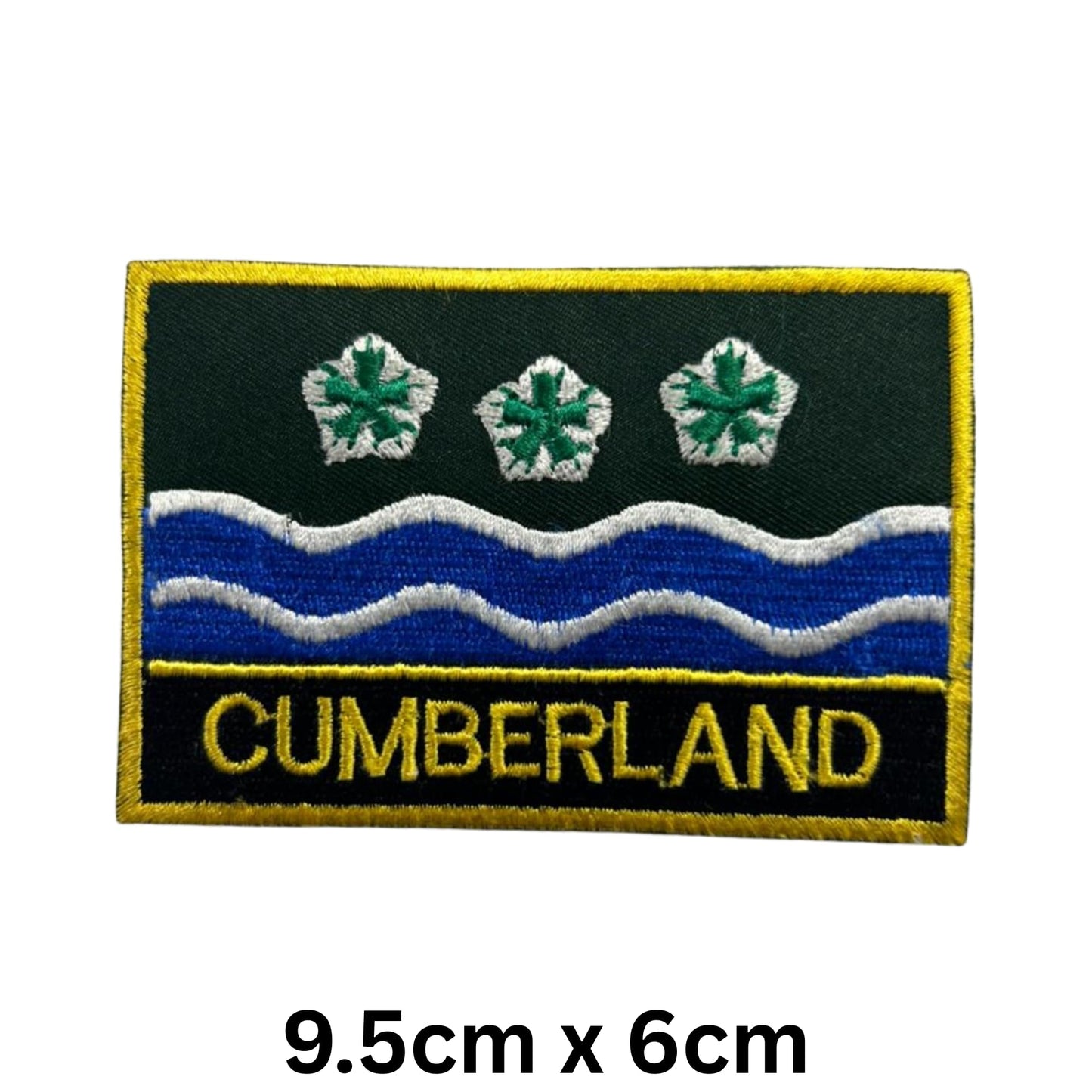 UK County Flag Patch 9.5cm x 6cm Embroidered Iron On/Sew On Badge Durable Fabric Applique for Jackets, Backpacks, Hats, and Clothing