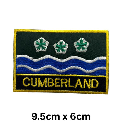 UK County Flag Patch 9.5cm x 6cm Embroidered Iron On/Sew On Badge Durable Fabric Applique for Jackets, Backpacks, Hats, and Clothing