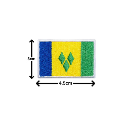 Saint Vincent Flag Embroidered Patch Set, Iron-On or Sew-On Applique Badges, Rectangle Shield Round Heart Shapes, for Jackets, Backpacks, Hats, Uniforms and Various Sizes