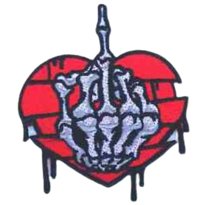 Heart with Middle Finger Embroidery Iron-On Patches for Clothing Sew-On Applique for DIY Crafts Denim Jackets Jeans Backpacks