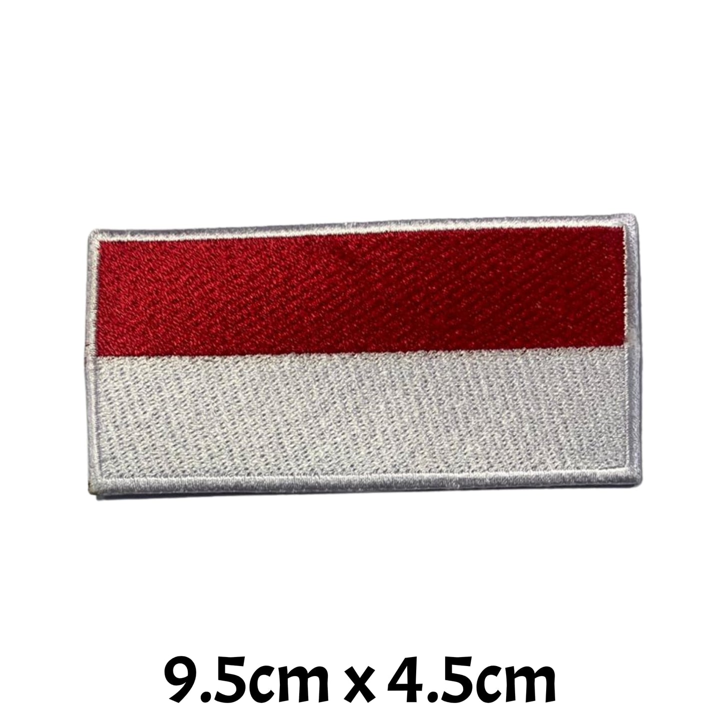 Indonesia Flag Embroidered Patch Set, Iron-On or Sew-On Applique Badges, Rectangle Shield Round Heart Shapes, for Jackets, Backpacks, Hats, Uniforms and Various Sizes