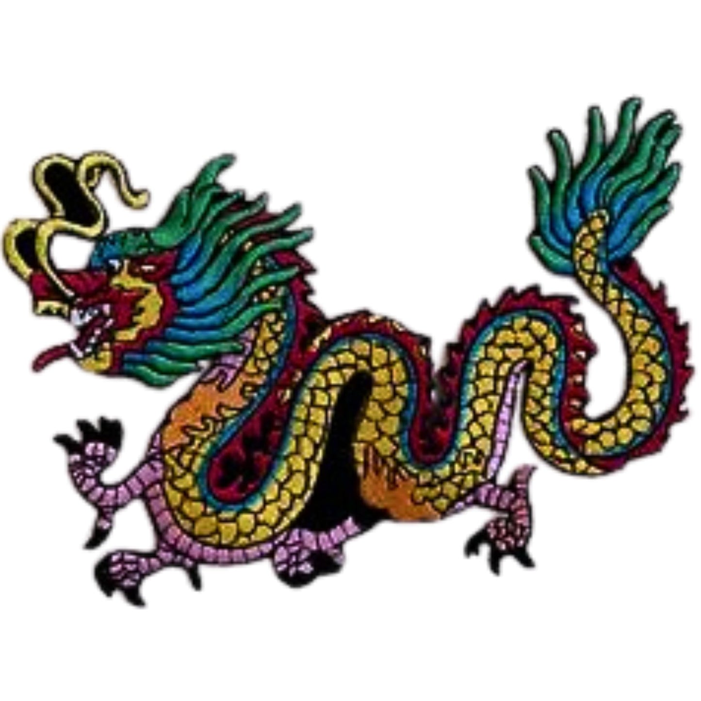 Chinese Colourful Dragon Embroidery Iron-On Patches for Clothing Sew-On Applique for DIY Crafts Denim Jackets Jeans Backpacks