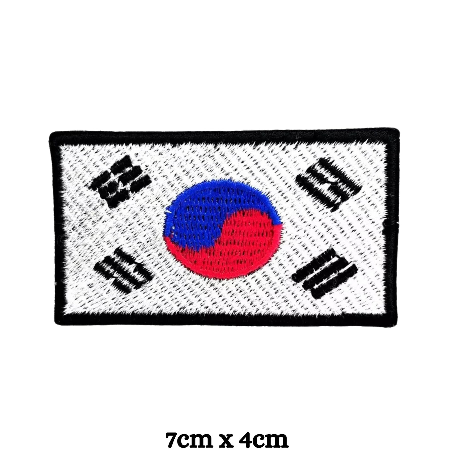 South Korea Flag Embroidered Patches, Iron-On/Sew-On Applique, Shield, Round, Heart and Rectangle Flag Badges for Jackets, Bags, Uniforms, Various Sizes