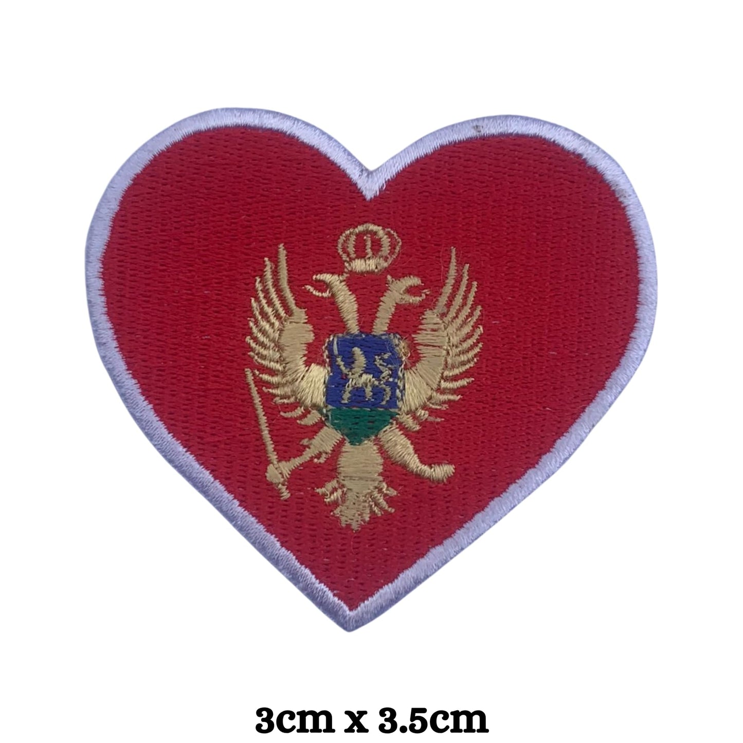 Montenegro Flag Embroidered Patch Set, Iron-On or Sew-On Applique Badges, Rectangle Shield Round Heart Shapes, for Jackets, Backpacks, Hats, Uniforms and Various Sizes