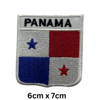 Panama Flag Embroidered Patches, Iron-On/Sew-On Applique, Shield, Round, Heart and Rectangle Flag Badges for Jackets, Bags, Uniforms, Various Sizes