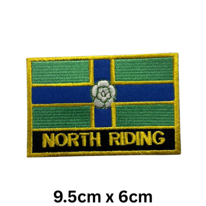 UK County Flag Patch 9.5cm x 6cm Embroidered Iron On/Sew On Badge Durable Fabric Applique for Jackets, Backpacks, Hats, and Clothing