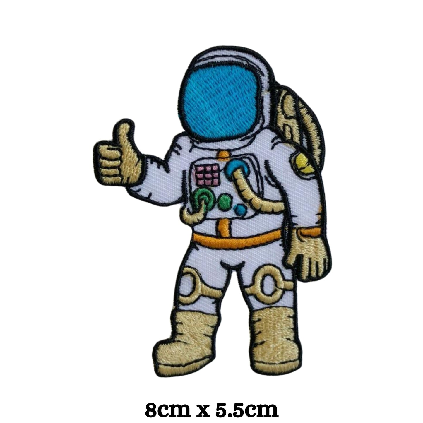 Space Journey Astronaut Thumbs up Embroidery Iron-On Patches for Clothing Sew-On Applique for DIY Crafts Denim Jackets Jeans Backpacks