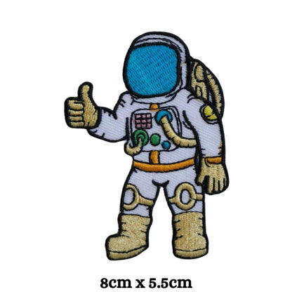 Space Journey Astronaut Thumbs up Embroidery Iron-On Patches for Clothing Sew-On Applique for DIY Crafts Denim Jackets Jeans Backpacks