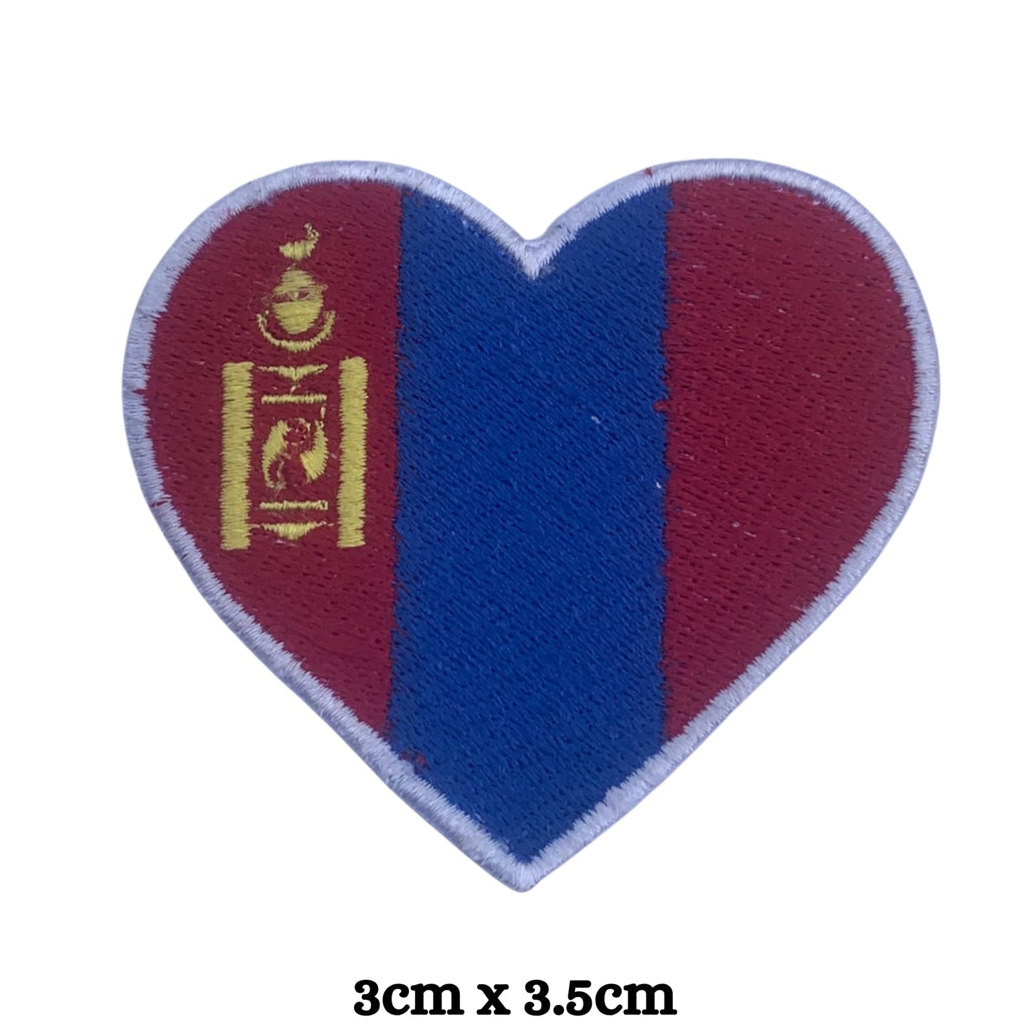 Mongolia Flag Embroidered Patch Set, Iron-On or Sew-On Applique Badges, Rectangle Shield Round Heart Shapes, for Jackets, Backpacks, Hats, Uniforms and Various Sizes