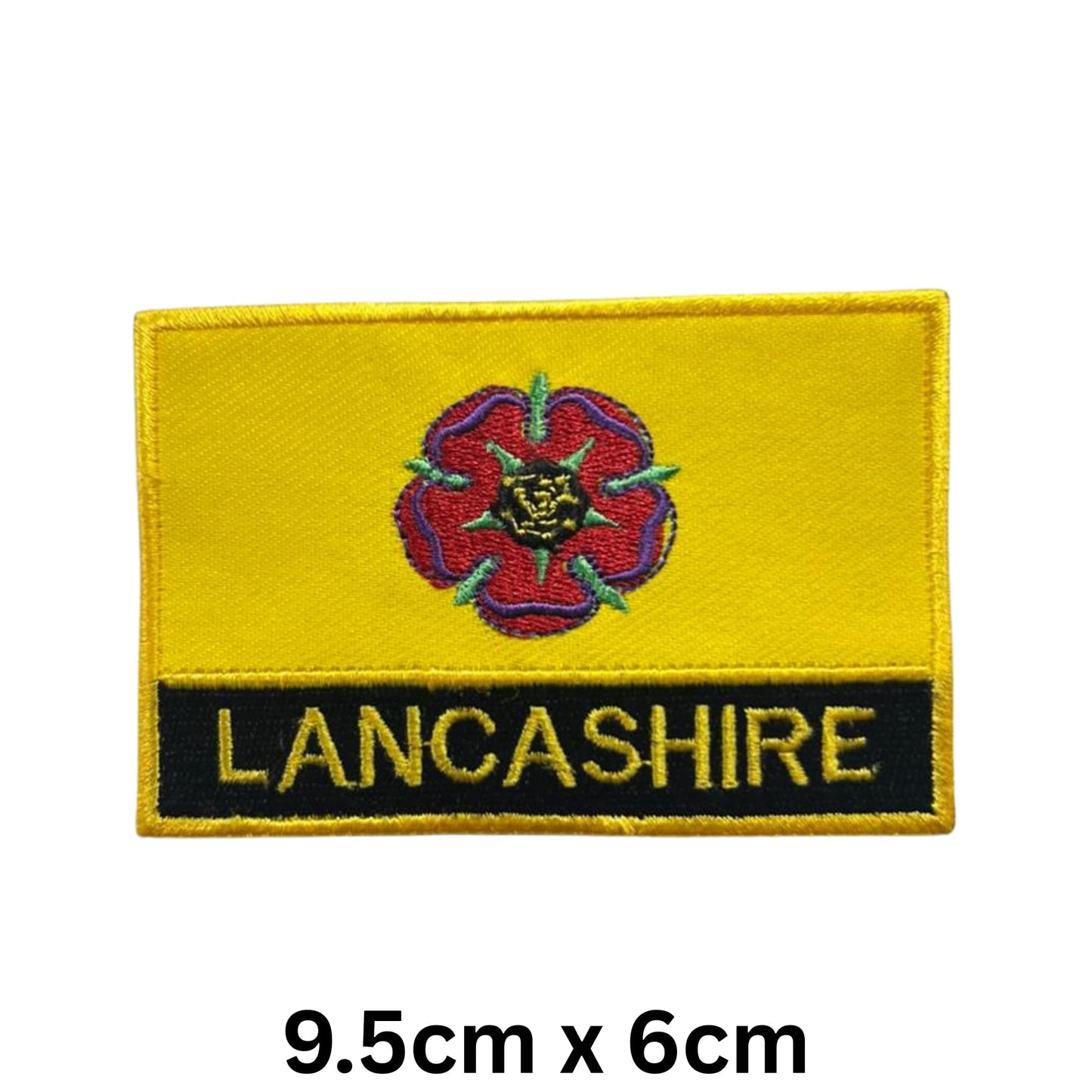 UK County Flag Patch 9.5cm x 6cm Embroidered Iron On/Sew On Badge Durable Fabric Applique for Jackets, Backpacks, Hats, and Clothing