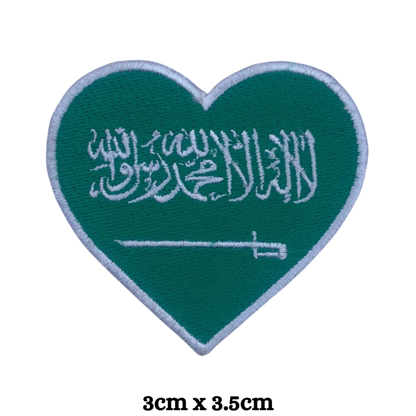 Saudi Arabia Flag Embroidered Patches, Iron-On/Sew-On Applique, Shield, Round, Heart and Rectangle Flag Badges for Jackets, Bags, Uniforms, Various Sizes