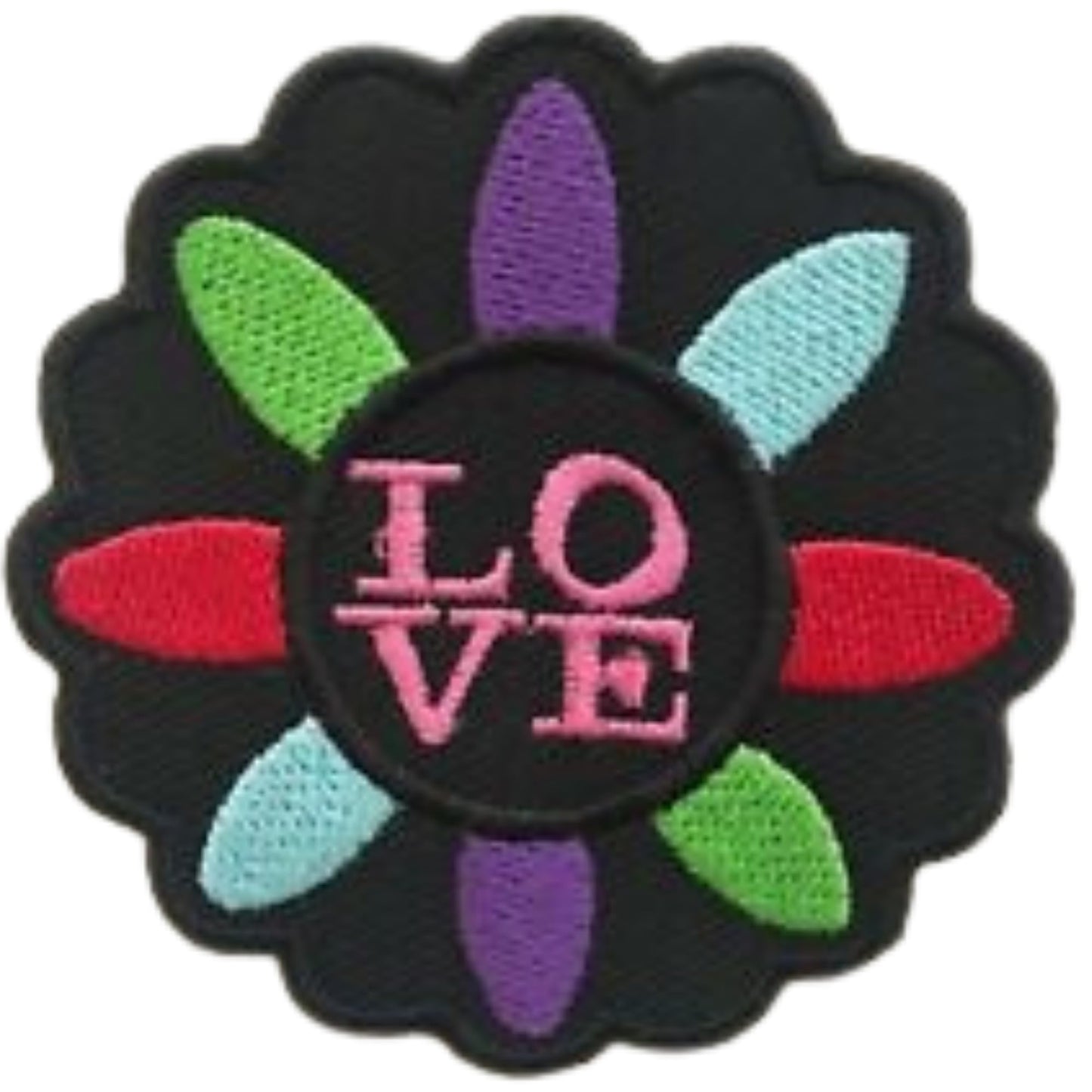 Colourful Love Flower Embroidery Iron-On Patches for Clothing Sew-On Applique for DIY Crafts Denim Jackets Jeans Backpacks