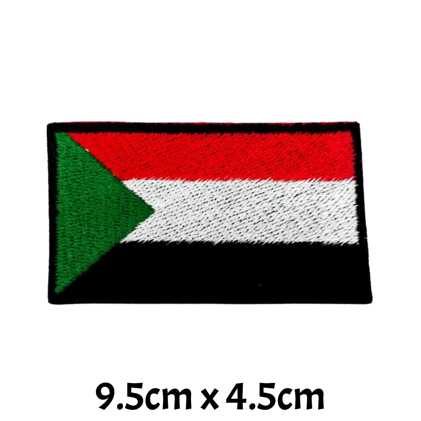 Sudan Flag Embroidered Patch Set, Iron-On or Sew-On Applique Badges, Rectangle Shield Round Heart Shapes, for Jackets, Backpacks, Hats, Uniforms and Various Sizes
