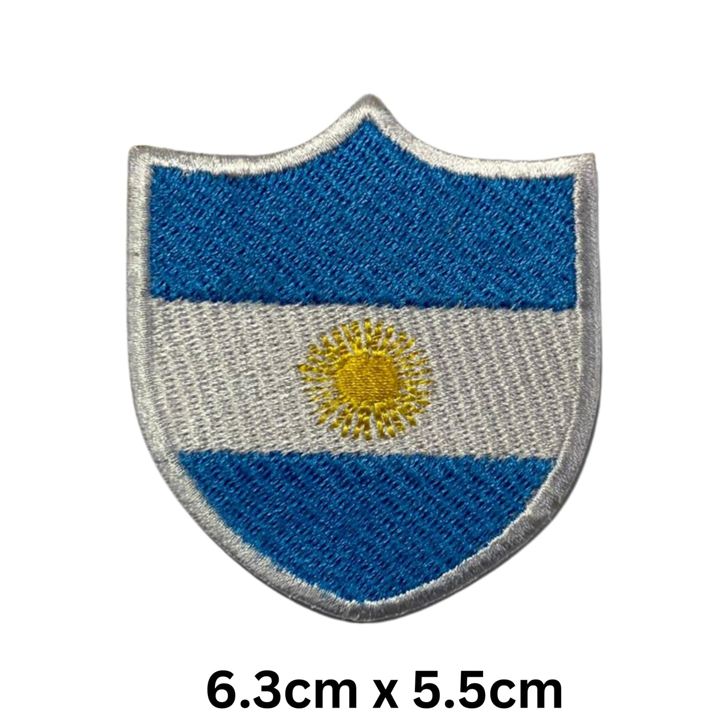 Argentina Flag Embroidered Patches, Iron-On/Sew-On Applique, Shield, Round, Heart and Rectangle Flag Badges for Jackets, Bags, Uniforms, Various Sizes