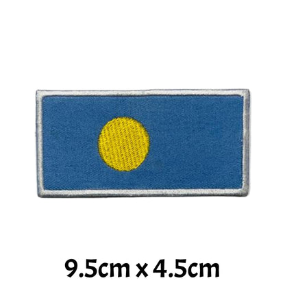 Palau Flag Embroidered Patch Set, Iron-On or Sew-On Applique Badges, Rectangle Shield Round Heart Shapes, for Jackets, Backpacks, Hats, Uniforms and Various Sizes