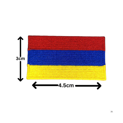 Armenia Flag Embroidered Patches, Iron-On/Sew-On Applique, Shield, Round, Heart and Rectangle Flag Badges for Jackets, Bags, Uniforms, Various Sizes