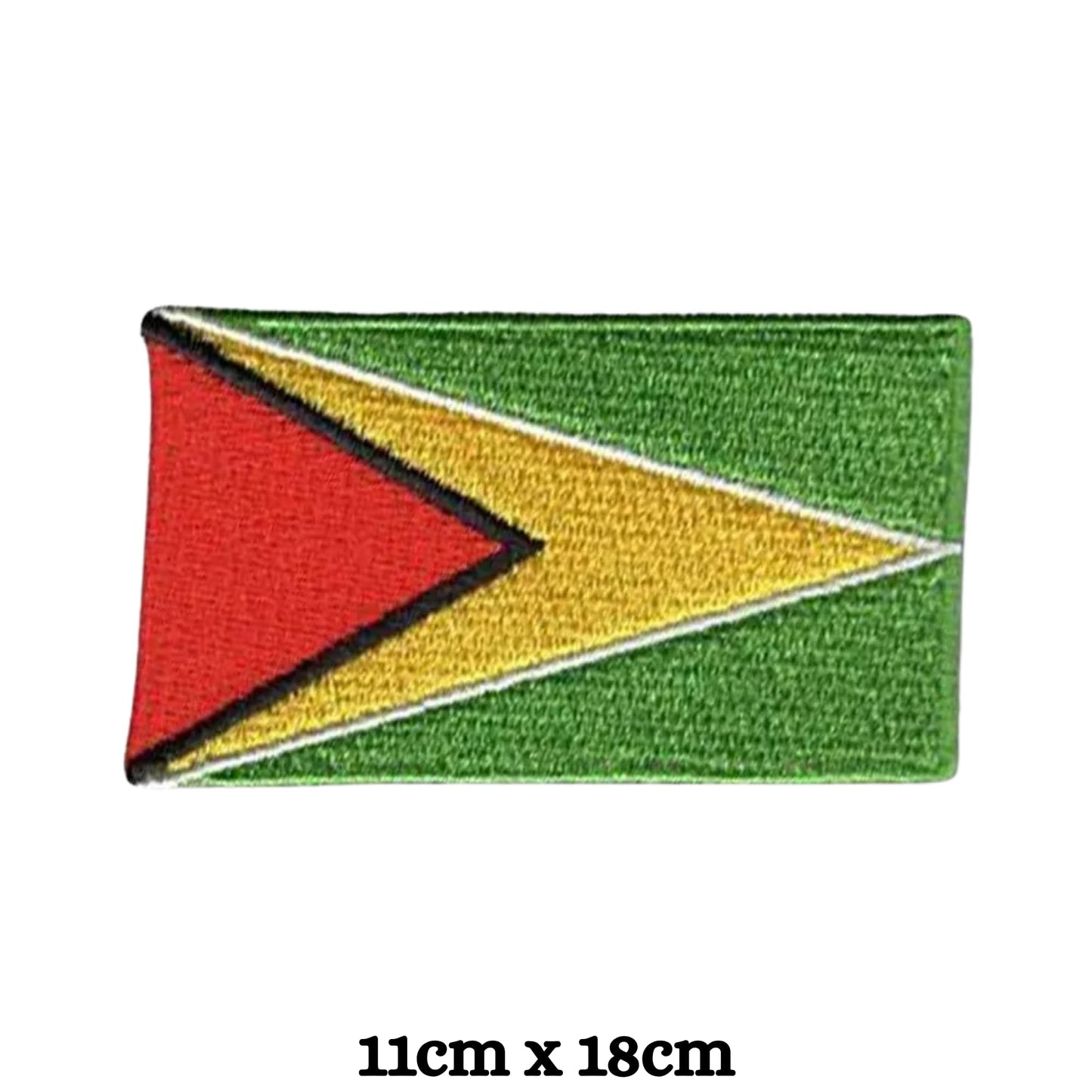 Guyana Flag Embroidered Patch Set, Iron-On or Sew-On Applique Badges, Rectangle Shield Round Heart Shapes, for Jackets, Backpacks, Hats, Uniforms and Various Sizes