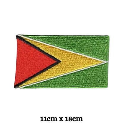 Guyana Flag Embroidered Patch Set, Iron-On or Sew-On Applique Badges, Rectangle Shield Round Heart Shapes, for Jackets, Backpacks, Hats, Uniforms and Various Sizes