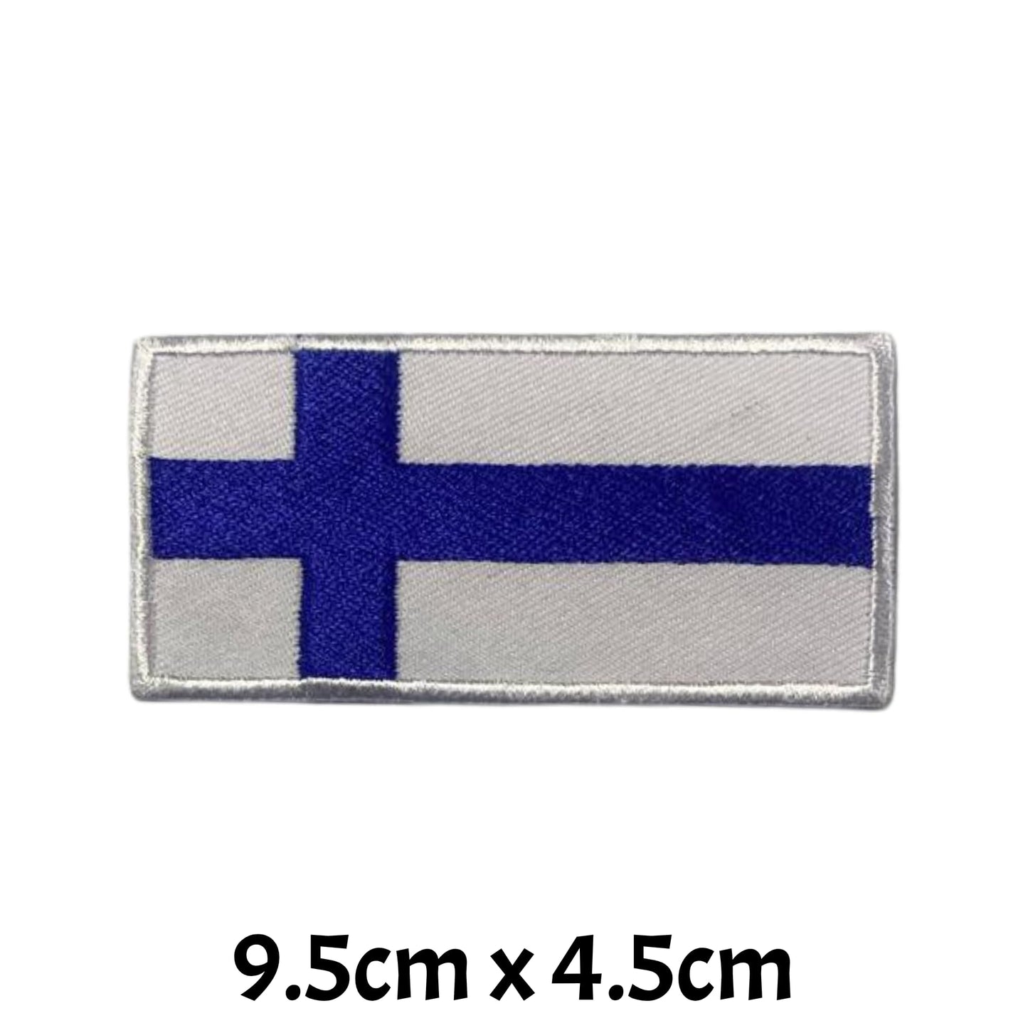 Finland Flag Embroidered Patch Set, Iron-On or Sew-On Applique Badges, Rectangle Shield Round Heart Shapes, for Jackets, Backpacks, Hats, Uniforms and Various Sizes
