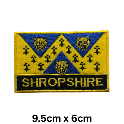 UK County Flag Patch 9.5cm x 6cm Embroidered Iron On/Sew On Badge Durable Fabric Applique for Jackets, Backpacks, Hats, and Clothing