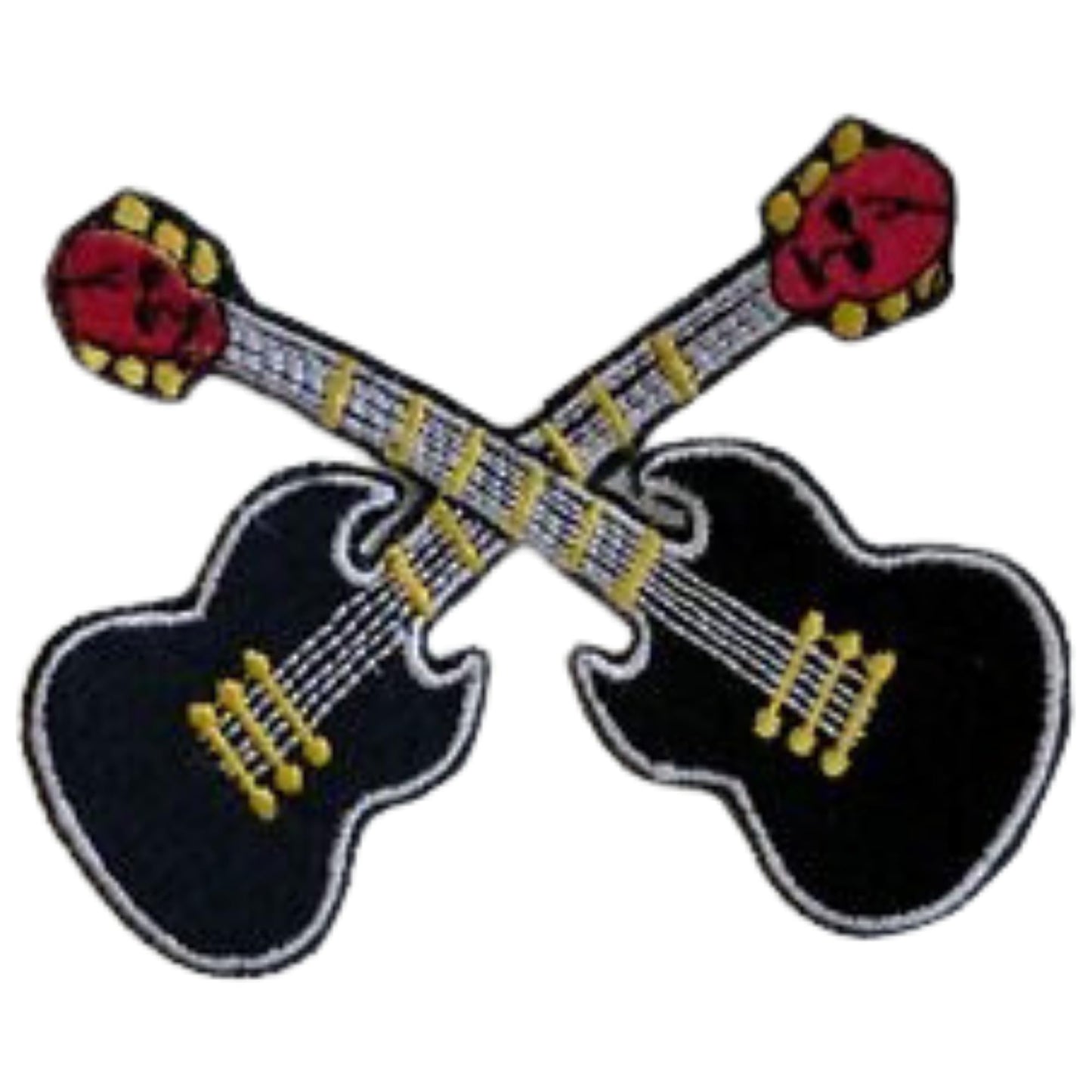 Two Guitars Music Instrument Embroidery Iron-On Patches for Clothing Sew-On Applique for DIY Crafts Denim Jackets Jeans Backpacks