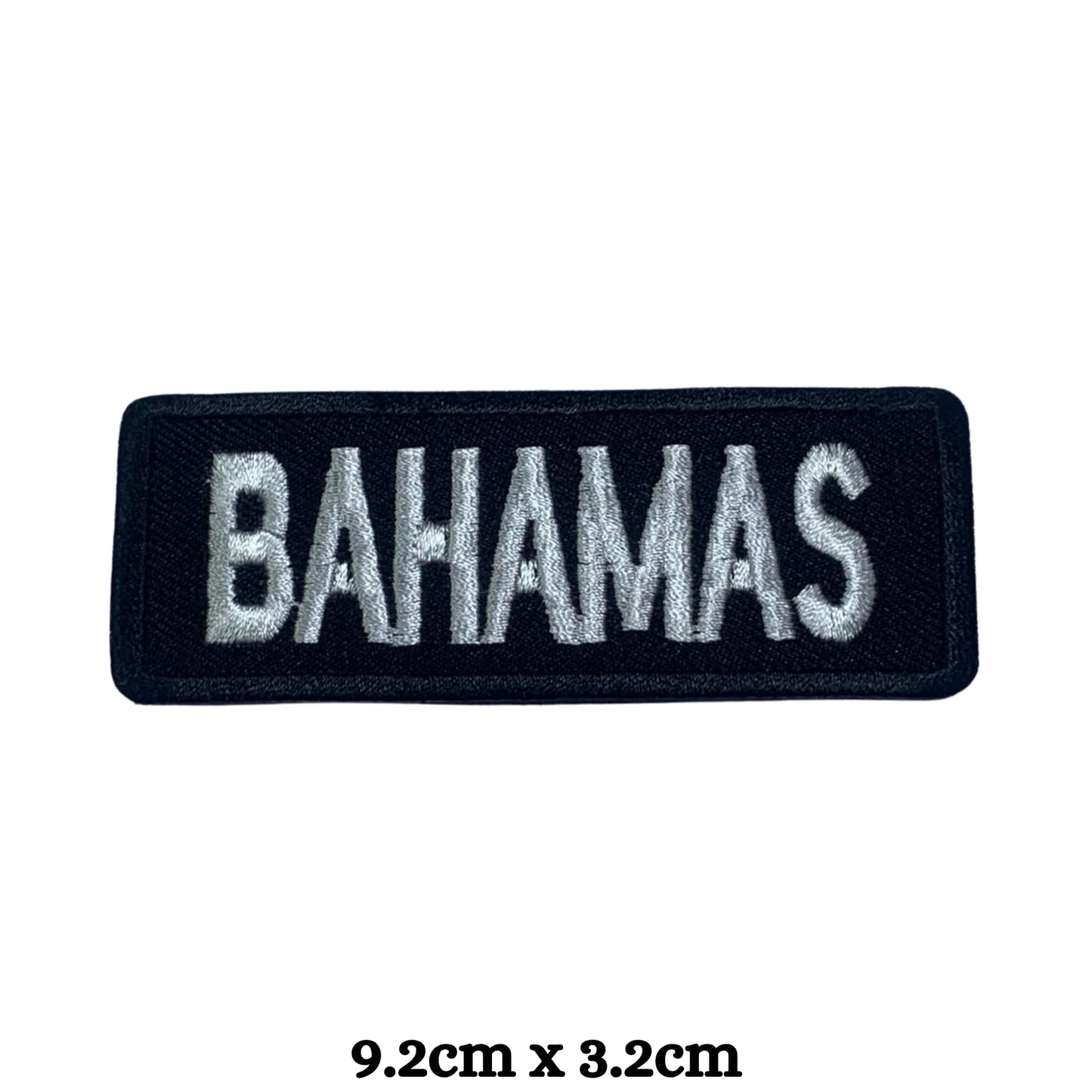 Bahamas Flag Embroidered Patches, Iron-On/Sew-On Applique, Shield, Round, Heart and Rectangle Flag Badges for Jackets, Bags, Uniforms, Various Sizes