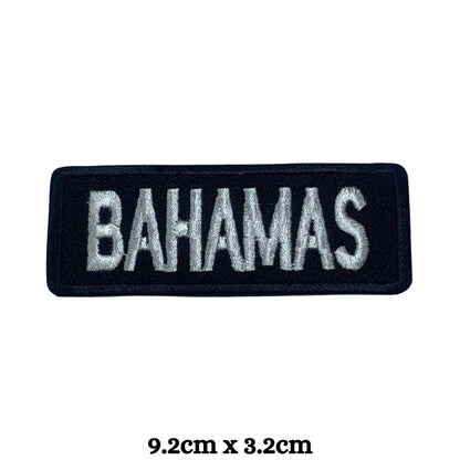 Bahamas Flag Embroidered Patches, Iron-On/Sew-On Applique, Shield, Round, Heart and Rectangle Flag Badges for Jackets, Bags, Uniforms, Various Sizes