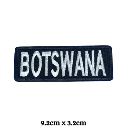 Botswana Flag Embroidered Patch Set, Iron-On or Sew-On Applique Badges, Rectangle Shield Round Heart Shapes, National Flag Emblem for Jackets, Backpacks, Hats, Uniforms and Various Sizes