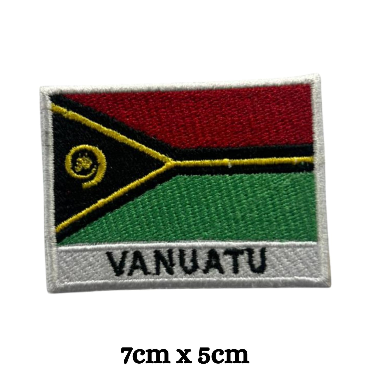 Vanuatu Flag Embroidered Patch Set, Iron-On or Sew-On Applique Badges, Rectangle Shield Round Heart Shapes, for Jackets, Backpacks, Hats, Uniforms and Various Sizes