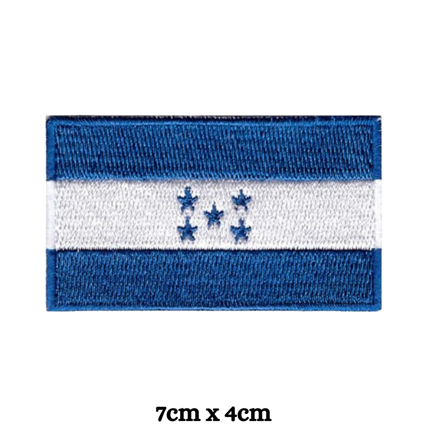 Honduras Flag Embroidered Patch Set, Iron-On or Sew-On Applique Badges, Rectangle Shield Round Heart Shapes, for Jackets, Backpacks, Hats, Uniforms and Various Sizes