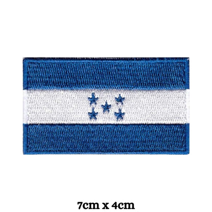 Honduras Flag Embroidered Patch Set, Iron-On or Sew-On Applique Badges, Rectangle Shield Round Heart Shapes, for Jackets, Backpacks, Hats, Uniforms and Various Sizes
