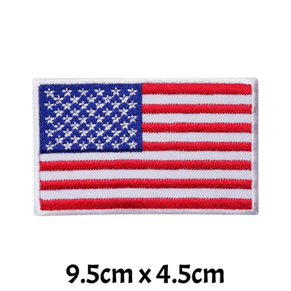 USA Flag Embroidered Patches, Iron-On/Sew-On Applique, Shield, Round, Heart and Rectangle Flag Badges for Jackets, Bags, Uniforms, Various Sizes