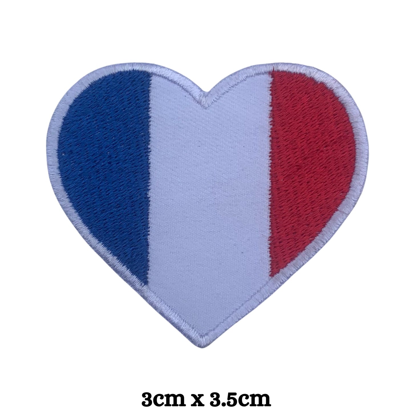 BeBuz France Flag Embroidered Patches, Iron-On/Sew-On Applique, Shield, Round, Heart and Rectangle Flag Badges for Jackets, Bags, Uniforms, Various Sizes