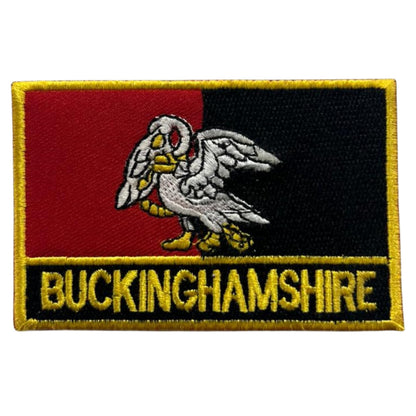 UK County Flag Patch 9.5cm x 6cm Embroidered Iron On/Sew On Badge Durable Fabric Applique for Jackets, Backpacks, Hats, and Clothing