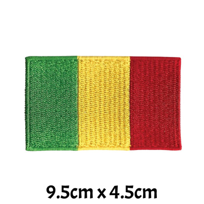 Guinea Flag Embroidered Patch Set, Iron-On or Sew-On Applique Badges, Rectangle Shield Round Heart Shapes, for Jackets, Backpacks, Hats, Uniforms and Various Sizes