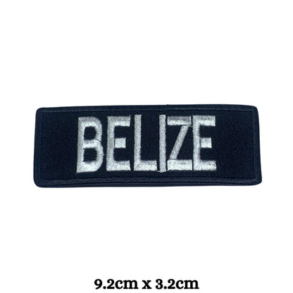 Belize Flag Embroidered Patches, Iron-On/Sew-On Applique, Shield, Round, Heart and Rectangle Flag Badges for Jackets, Bags, Uniforms, Various Sizes
