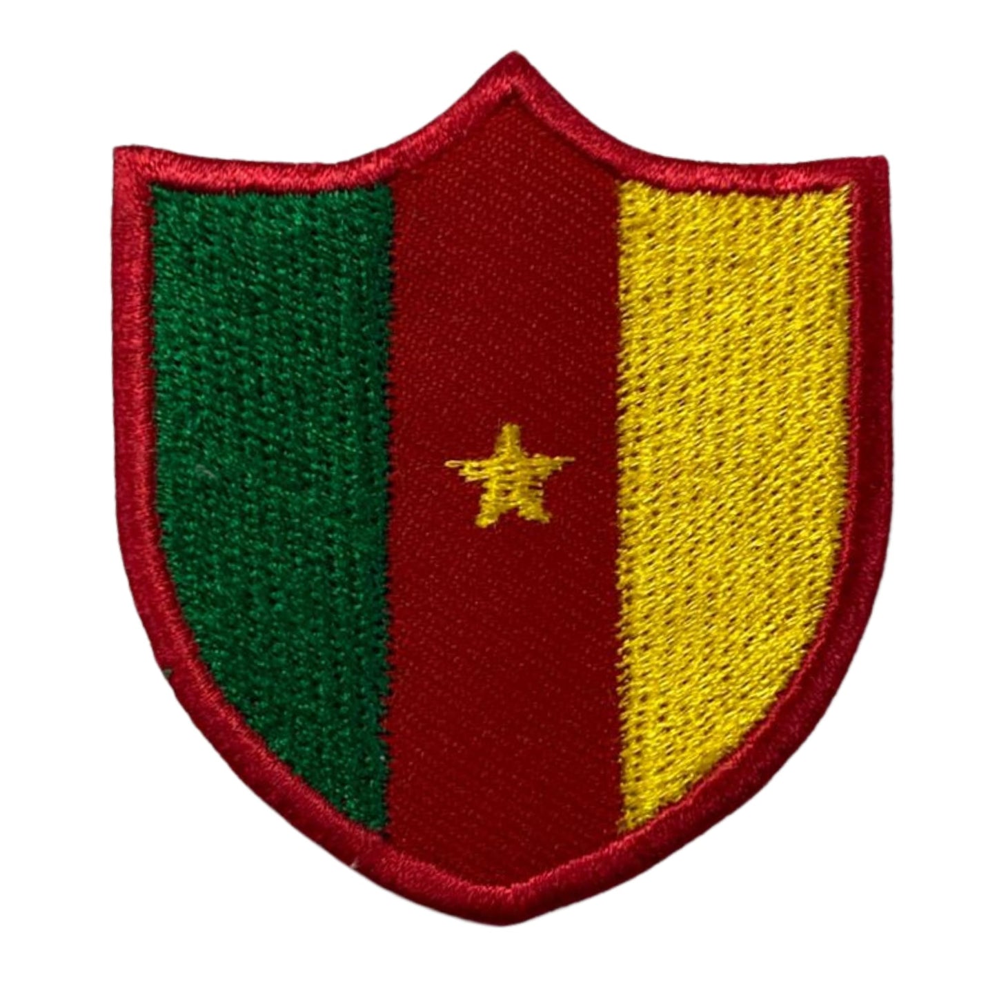 Cameroon Flag Embroidered Patch Set, Iron-On or Sew-On Applique Badges, Rectangle Shield Round Heart Shapes, for Jackets, Backpacks, Hats, Uniforms and Various Sizes