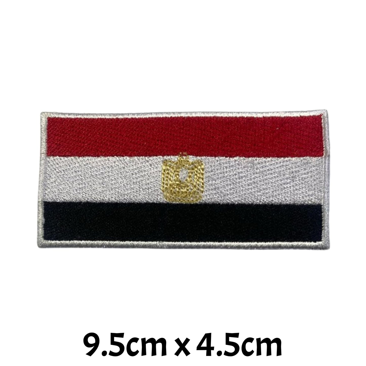 Egypt Flag Embroidered Patches, Iron-On/Sew-On Applique, Shield, Round, Heart and Rectangle Flag Badges for Jackets, Bags, Uniforms, Various Sizes