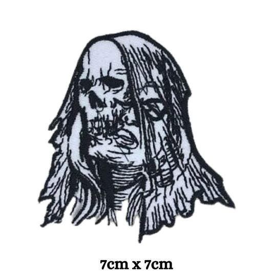 Two Faces Skull Badge Embroidery Iron-On Patches for Clothing Sew-On Applique for DIY Crafts Denim Jackets Jeans Backpacks