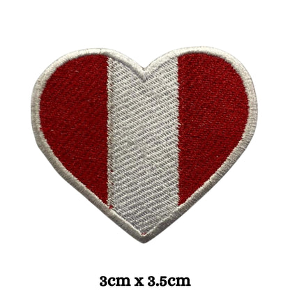 Peru Flag Embroidered Patch Set, Iron-On or Sew-On Applique Badges, Rectangle Shield Round Heart Shapes, for Jackets, Backpacks, Hats, Uniforms and Various Sizes