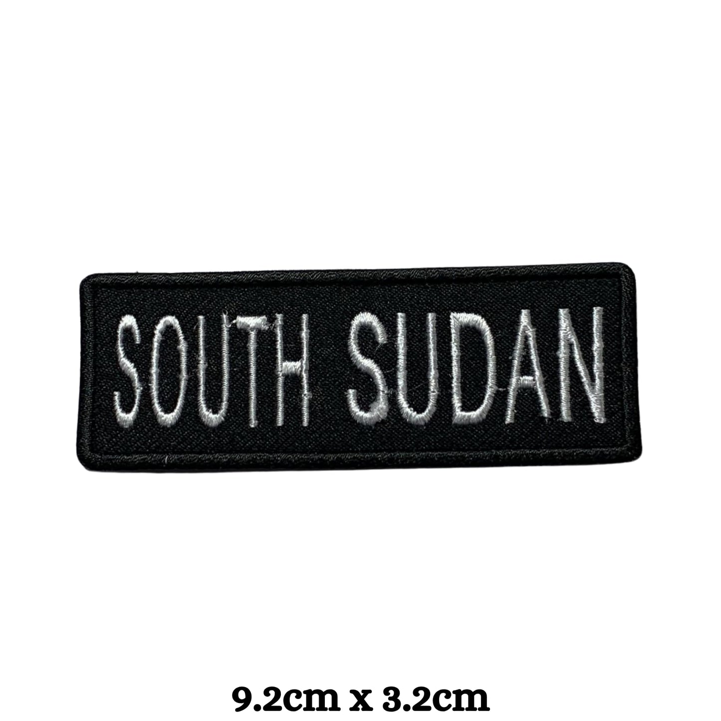 South Sudan Flag Embroidered Patch Set, Iron-On or Sew-On Applique Badges, Rectangle Shield Round Heart Shapes, for Jackets, Backpacks, Hats, Uniforms and Various Sizes