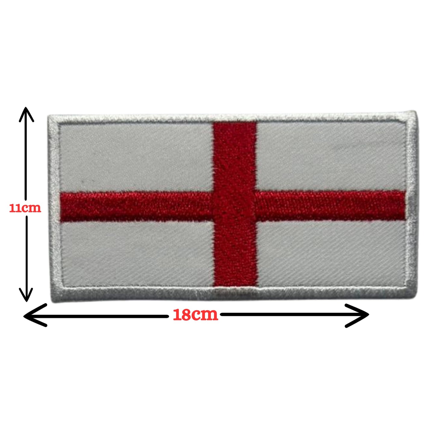 England Flag Embroidered Patches, Iron-On/Sew-On Applique, Shield, Round, Heart and Rectangle UK Flag Badges for Jackets, Bags, Uniforms, Various Sizes