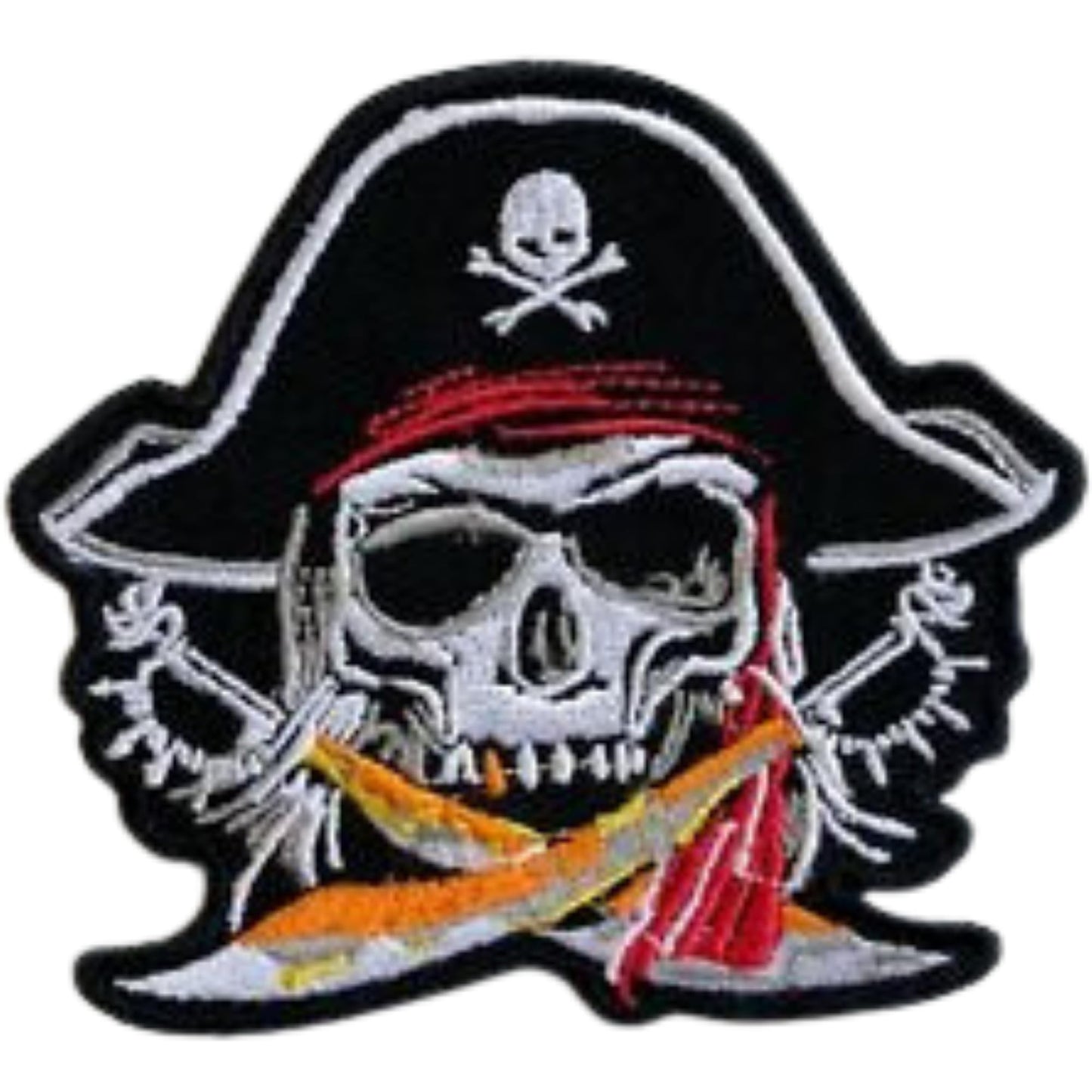 Pirate Skull with Hat and Swords Embroidery Iron-On Patches for Clothing Sew-On Applique for DIY Crafts Denim Jackets Jeans Backpacks