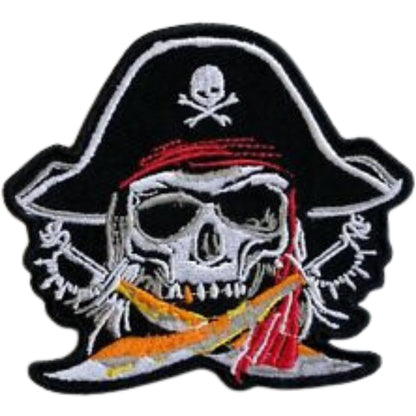 Pirate Skull with Hat and Swords Embroidery Iron-On Patches for Clothing Sew-On Applique for DIY Crafts Denim Jackets Jeans Backpacks