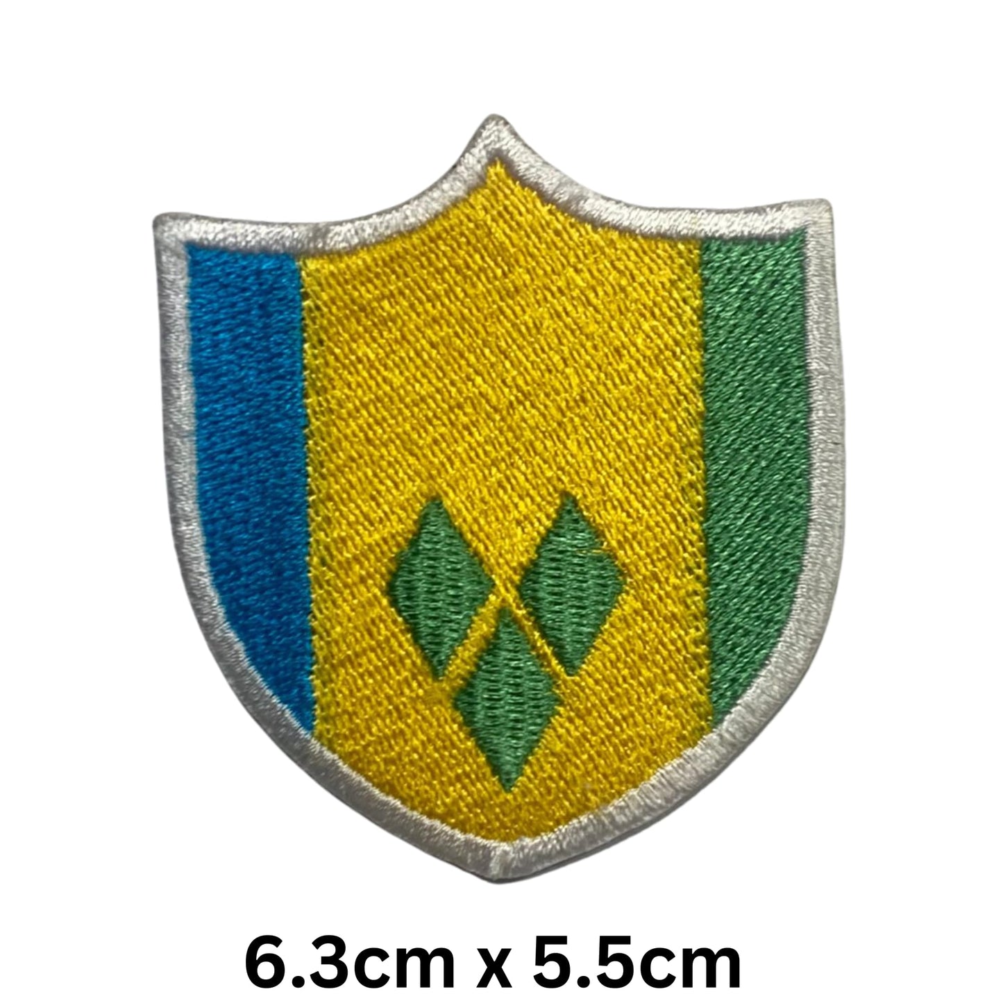 Saint Vincent Flag Embroidered Patch Set, Iron-On or Sew-On Applique Badges, Rectangle Shield Round Heart Shapes, for Jackets, Backpacks, Hats, Uniforms and Various Sizes