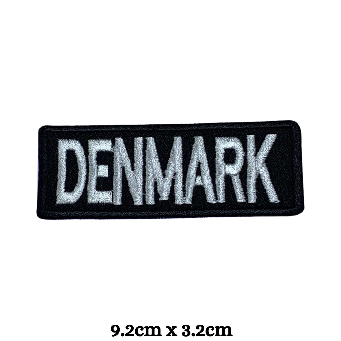 BeBuz Denmark Flag Embroidered Patches, Iron-On/Sew-On Applique, Shield, Round, Heart and Rectangle Flag Badges for Jackets, Bags, Uniforms, Various Sizes